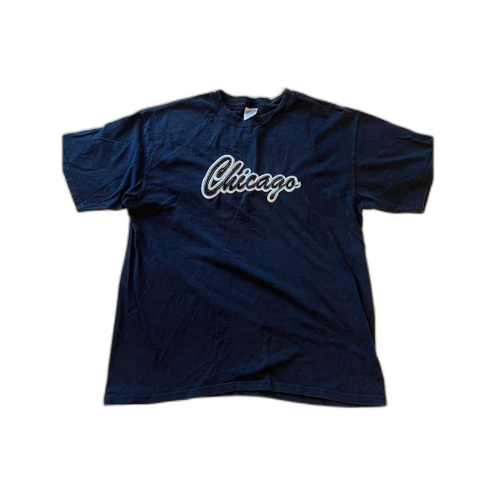 Chicago Script Black T-Shirt Size XL